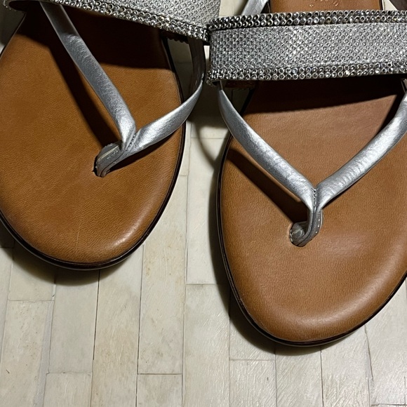 Italian Shoemaker Silver & Tan Women's Leather Sandals PROJECT/REHAB - Picture 7 of 10